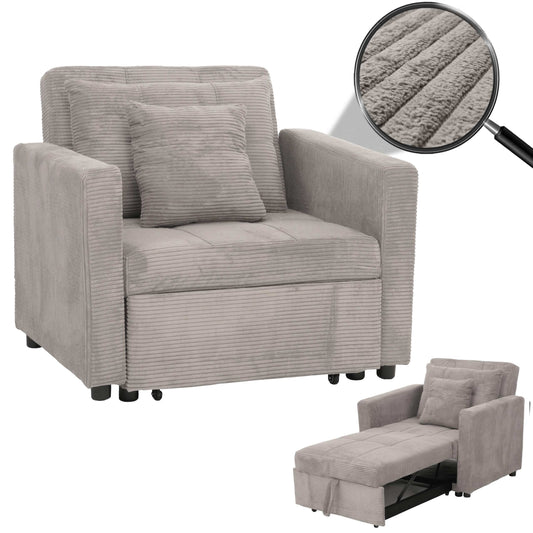 Cosmo Casa - Slaapstoel - Klapstoel - Logeerbed - Relaxstoel - Ligvlak 200x100cm - Stofkoord - Lichtgrijs