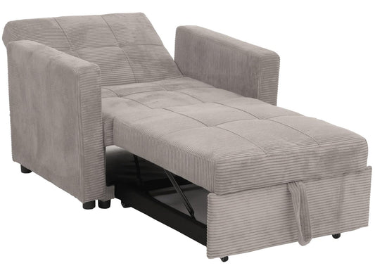 Cosmo Casa - Slaapstoel - Klapstoel - Logeerbed - Relaxstoel - Ligvlak 200x100cm - Stofkoord - Lichtgrijs