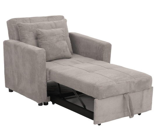 Cosmo Casa - Slaapstoel - Klapstoel - Logeerbed - Relaxstoel - Ligvlak 200x100cm - Stofkoord - Lichtgrijs