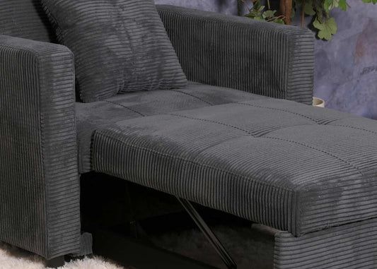 Cosmo Casa - Slaapstoel - Klapstoel - Logeerbed - Relaxstoel - Ligvlak 200x100cm - Stofkoord - Donkergrijs