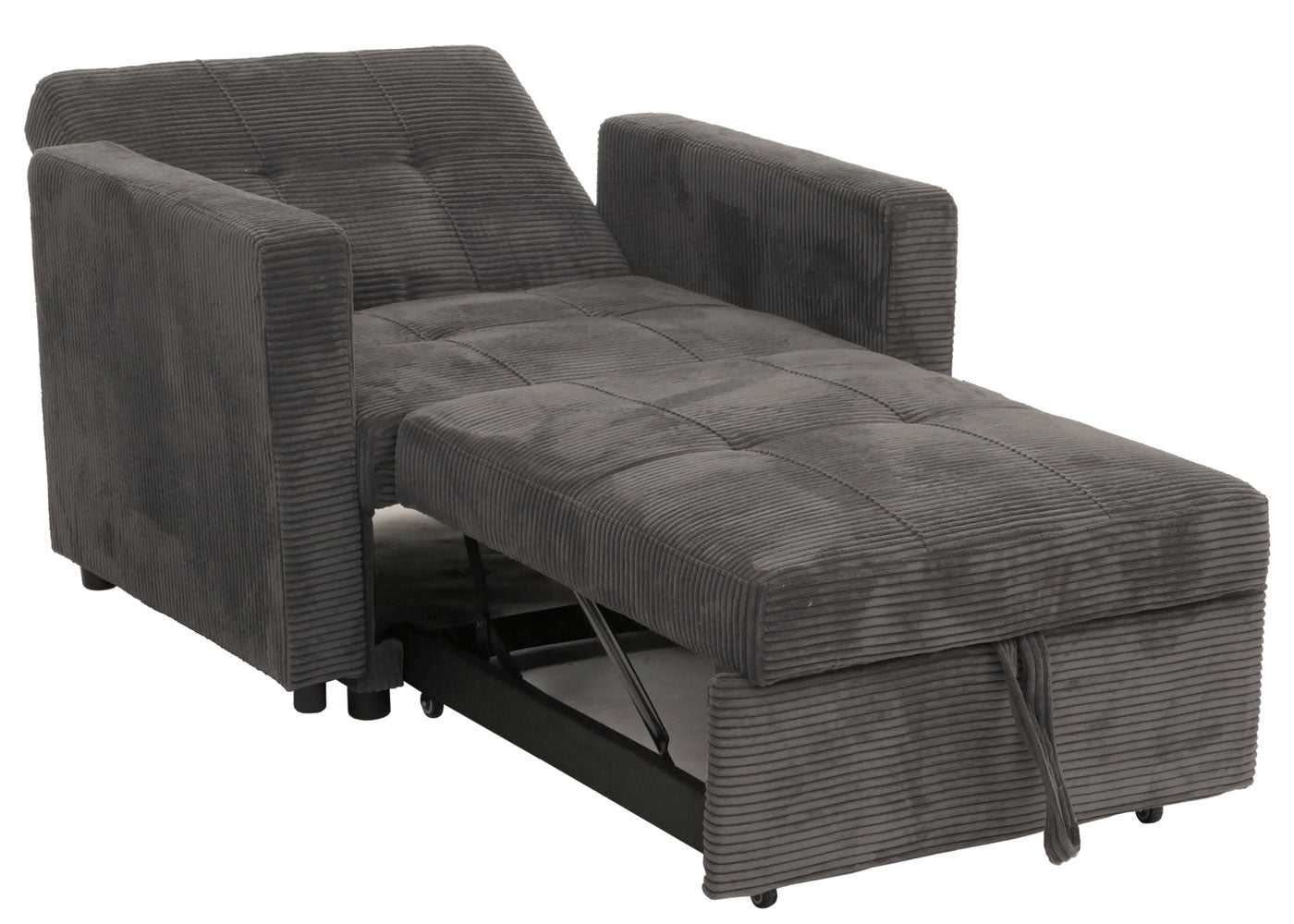 Cosmo Casa - Slaapstoel - Klapstoel - Logeerbed - Relaxstoel - Ligvlak 200x100cm - Stofkoord - Donkergrijs