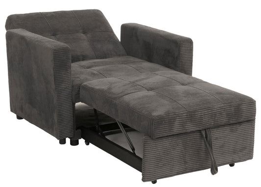 Cosmo Casa - Slaapstoel - Klapstoel - Logeerbed - Relaxstoel - Ligvlak 200x100cm - Stofkoord - Donkergrijs