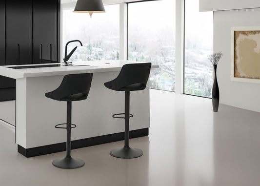 Cosmo Casa - Set van 2 Barkrukken - Barkruk - Draaibare Voetsteun - Kunstleer - Metaal - Zwart