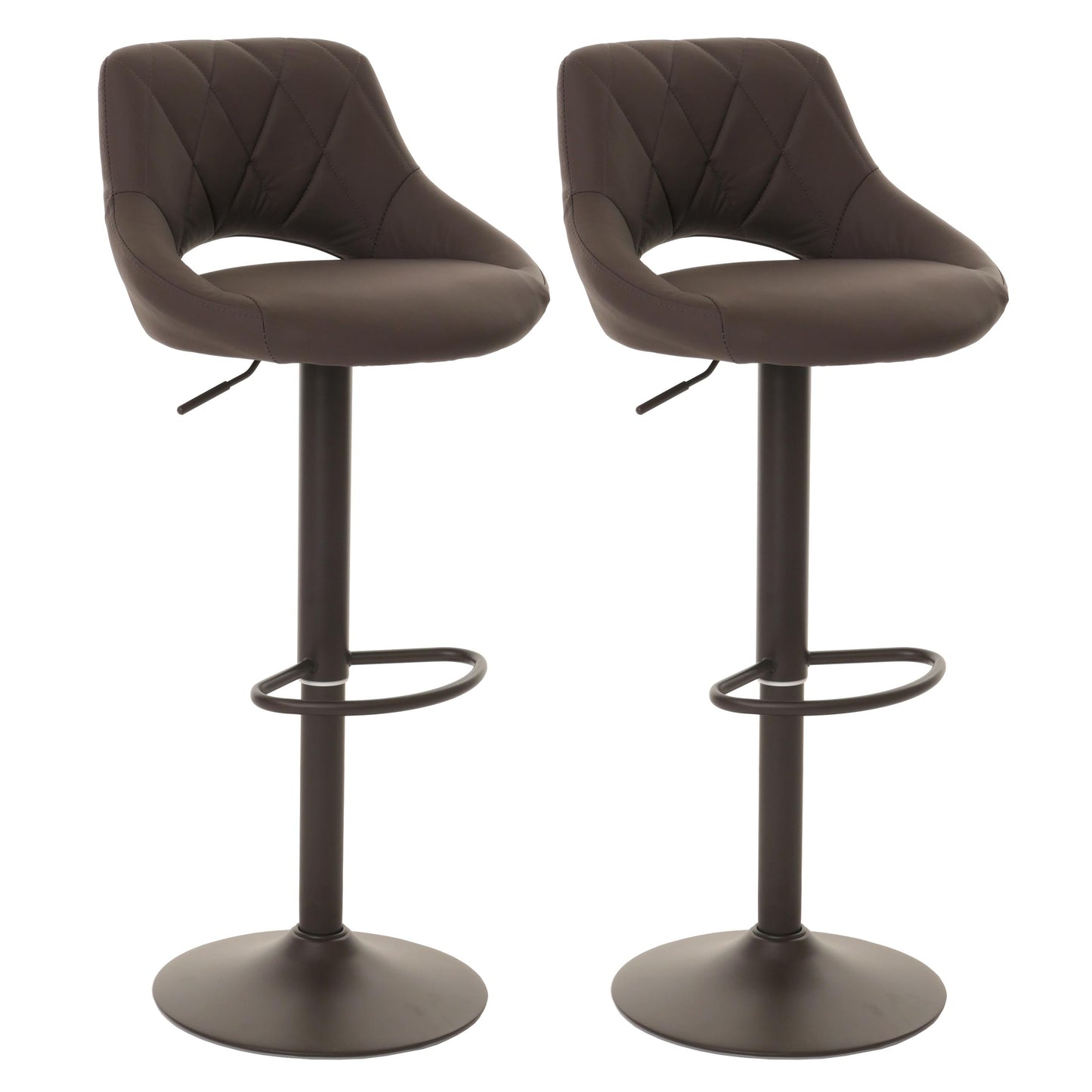 Cosmo Casa - Set van 2 Barkrukken - Barkruk - Draaibare Voetsteun - Kunstleer - Metaal - Bruin