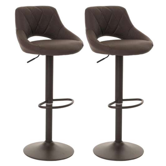 Cosmo Casa - Set van 2 Barkrukken - Barkruk - Draaibare Voetsteun - Kunstleer - Metaal - Bruin