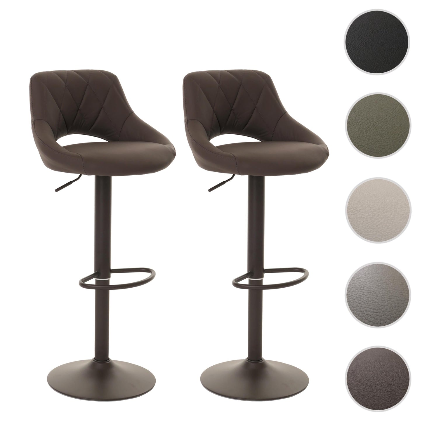 Cosmo Casa - Set van 2 Barkrukken - Barkruk - Draaibare Voetsteun - Kunstleer - Metaal - Bruin