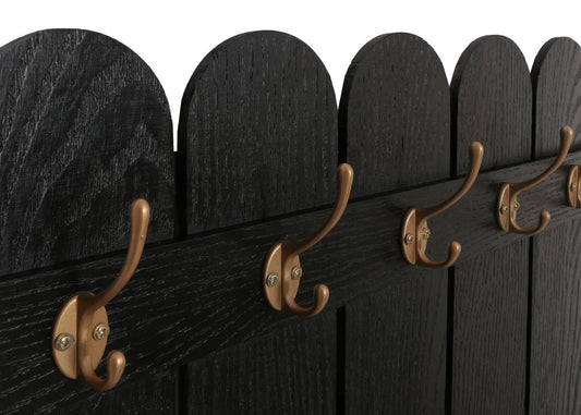 Cosmo Casa - Wandkapstok - Paulownia Paneel met 7 Haken - 86x60cm - Zwart