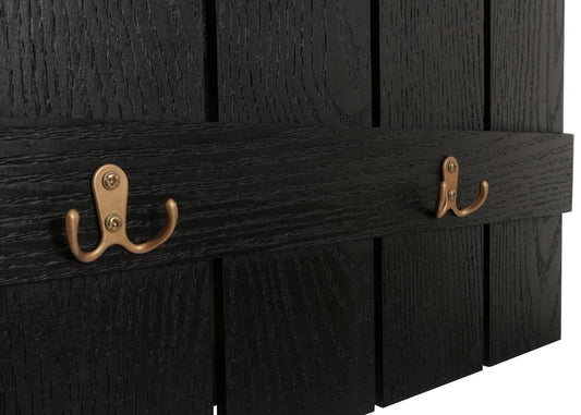 Cosmo Casa - Wandkapstok - Paulownia Paneel met 7 Haken - 86x60cm - Zwart