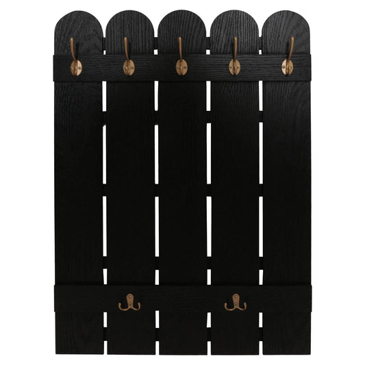 Cosmo Casa - Wandkapstok - Paulownia Paneel met 7 Haken - 86x60cm - Zwart