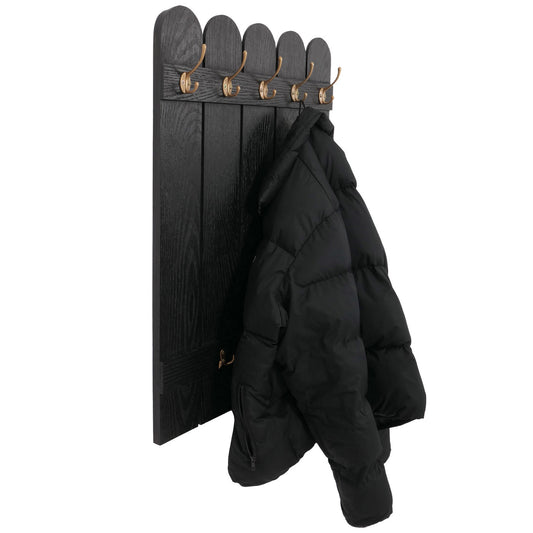 Cosmo Casa - Wandkapstok - Paulownia Paneel met 7 Haken - 86x60cm - Zwart