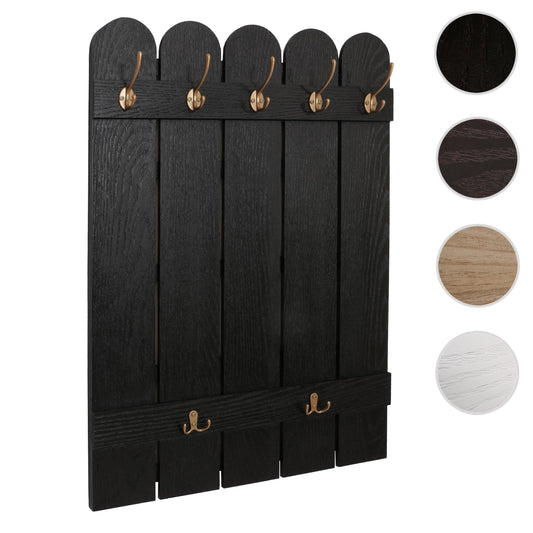 Cosmo Casa - Wandkapstok - Paulownia Paneel met 7 Haken - 86x60cm - Zwart