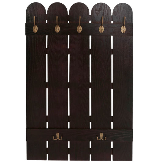 Cosmo Casa - Wandkapstok - Paulownia Paneel met 7 Haken - 86x60cm - Bruin