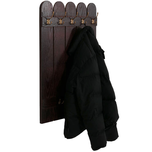 Cosmo Casa - Wandkapstok - Paulownia Paneel met 7 Haken - 86x60cm - Bruin