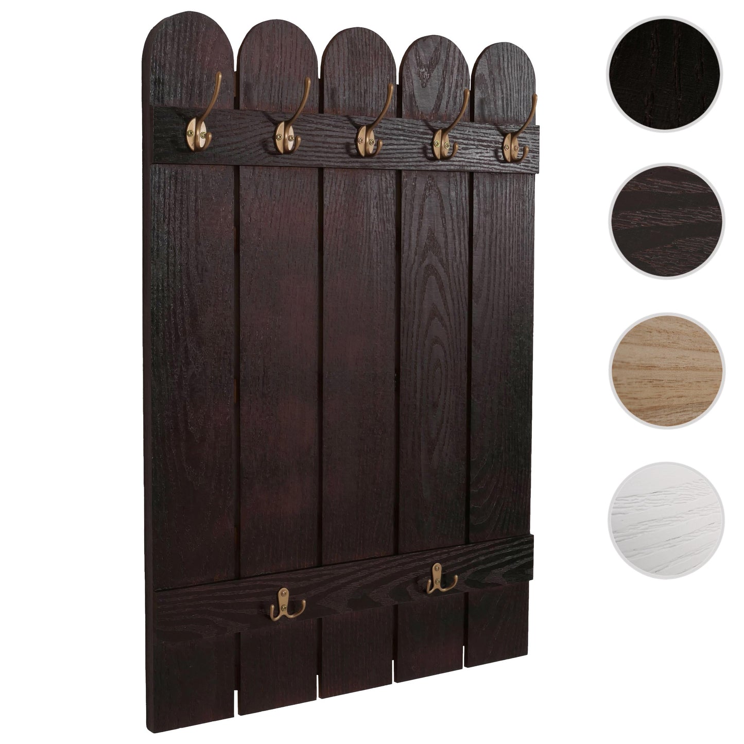 Cosmo Casa - Wandkapstok - Paulownia Paneel met 7 Haken - 86x60cm - Bruin