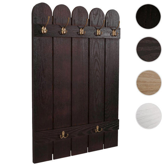 Cosmo Casa - Wandkapstok - Paulownia Paneel met 7 Haken - 86x60cm - Bruin