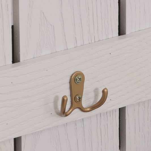 Cosmo Casa - Wandkapstok - Paulownia Paneel met 7 Haken - 86x60cm - Wit