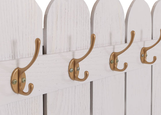 Cosmo Casa - Wandkapstok - Paulownia Paneel met 7 Haken - 86x60cm - Wit