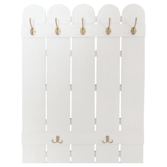 Cosmo Casa - Wandkapstok - Paulownia Paneel met 7 Haken - 86x60cm - Wit