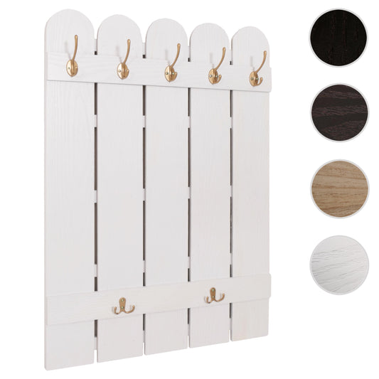Cosmo Casa - Wandkapstok - Paulownia Paneel met 7 Haken - 86x60cm - Wit