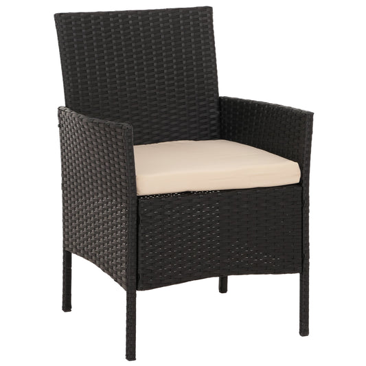 Cosmo Casa - Poly Rattan Tuinset - Metalen Frame met Glastextiel - Antraciet - Crème Kussens