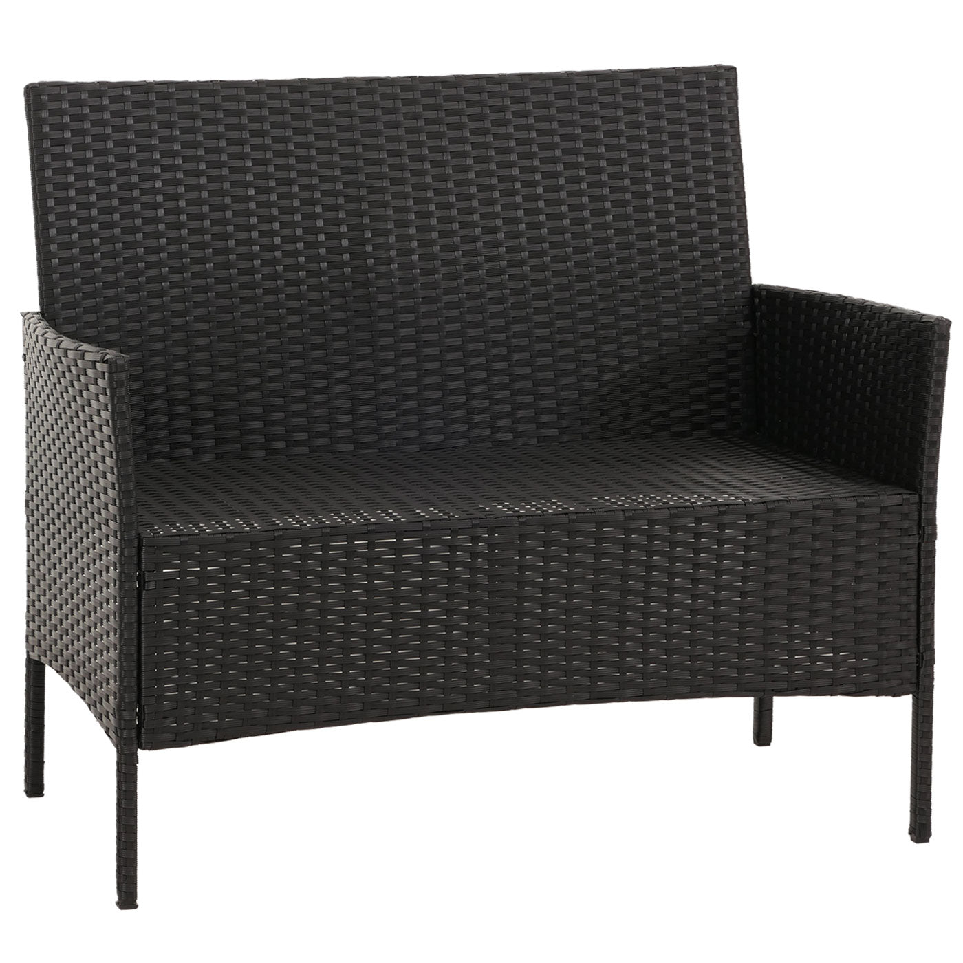 Cosmo Casa - Poly Rattan Tuinset - Metalen Frame met Glastextiel - Antraciet - Crème Kussens