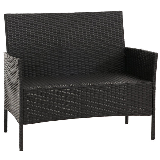 Cosmo Casa - Poly Rattan Tuinset - Metalen Frame met Glastextiel - Antraciet - Crème Kussens