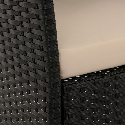 Cosmo Casa - Poly Rattan Tuinset - Metalen Frame met Glastextiel - Antraciet - Crème Kussens