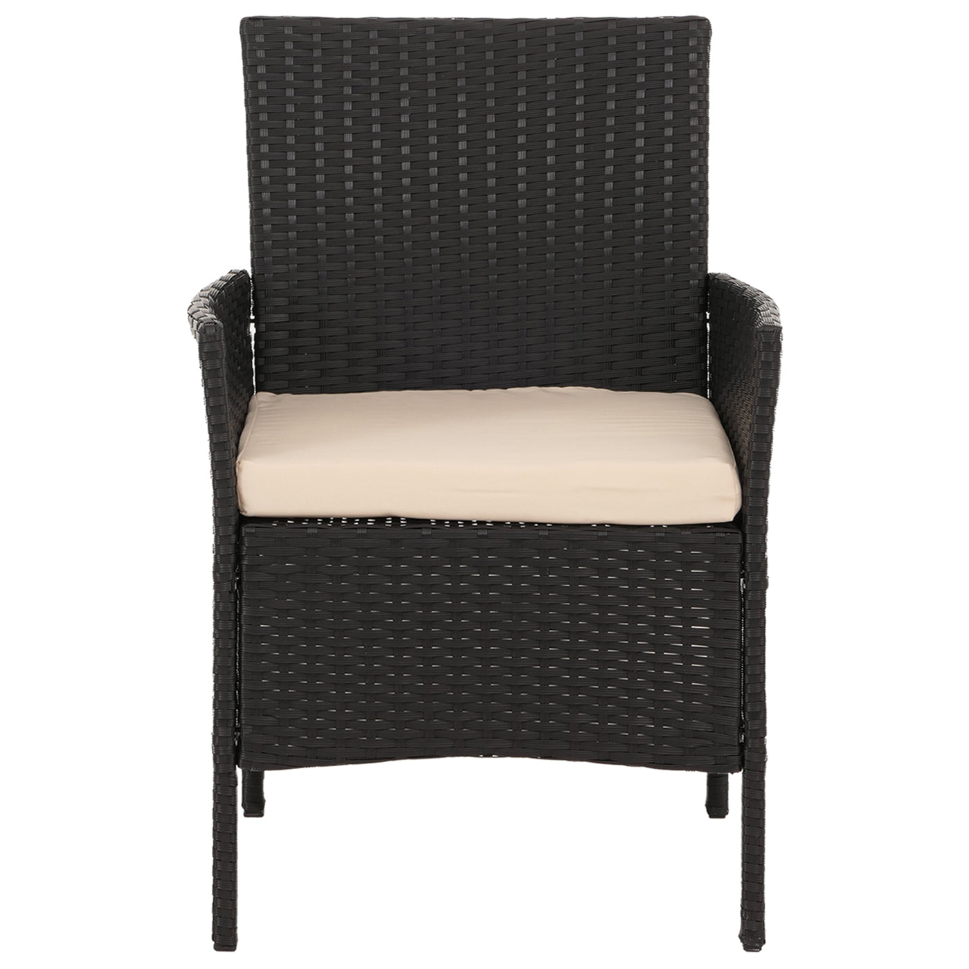 Cosmo Casa - Poly Rattan Tuinset - Metalen Frame met Glastextiel - Antraciet - Crème Kussens