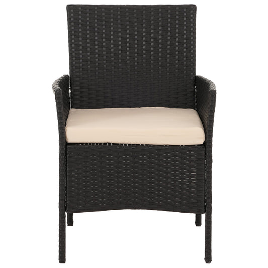 Cosmo Casa - Poly Rattan Tuinset - Metalen Frame met Glastextiel - Antraciet - Crème Kussens