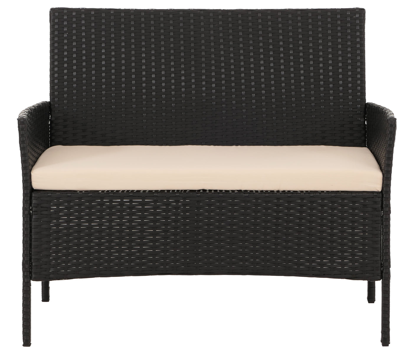 Cosmo Casa - Poly Rattan Tuinset - Metalen Frame met Glastextiel - Antraciet - Crème Kussens