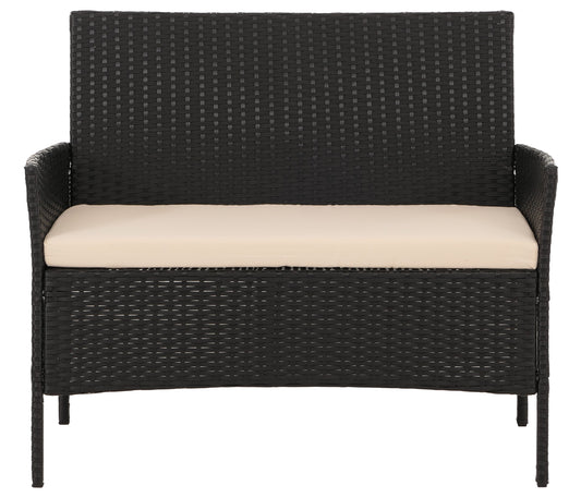 Cosmo Casa - Poly Rattan Tuinset - Metalen Frame met Glastextiel - Antraciet - Crème Kussens