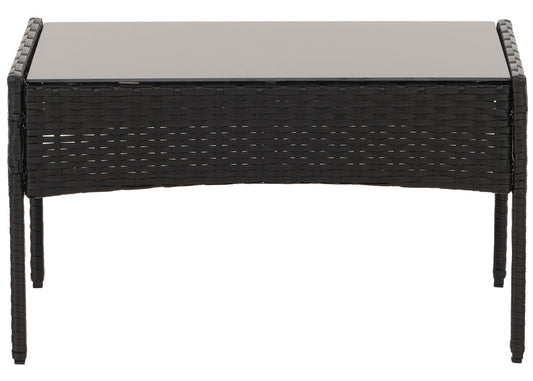 Cosmo Casa - Poly Rattan Tuinset - Metalen Frame met Glastextiel - Antraciet - Crème Kussens