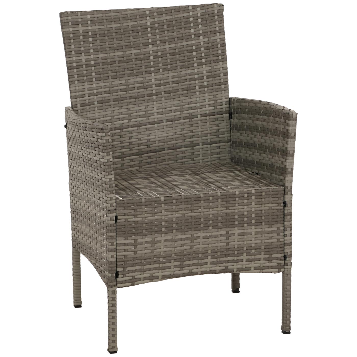 Cosmo Casa - Poly Rattan Tuinset - Metalen Frame met Glastextiel - Grijs - Lichtgrijze Kussens