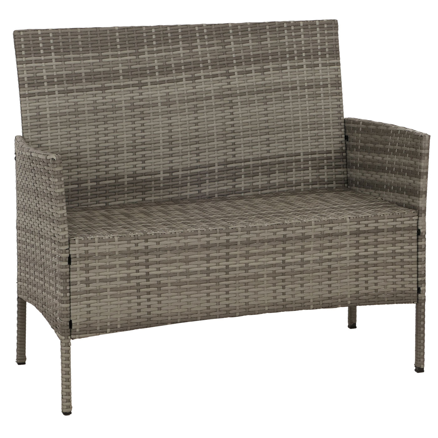 Cosmo Casa - Poly Rattan Tuinset - Metalen Frame met Glastextiel - Grijs - Lichtgrijze Kussens