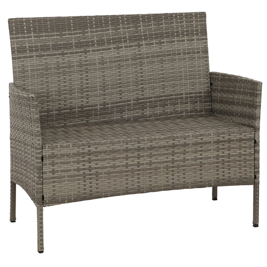 Cosmo Casa - Poly Rattan Tuinset - Metalen Frame met Glastextiel - Grijs - Lichtgrijze Kussens