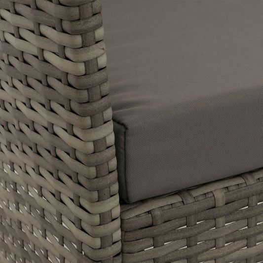 Cosmo Casa - Poly Rattan Tuinset - Metalen Frame met Glastextiel - Grijs - Lichtgrijze Kussens