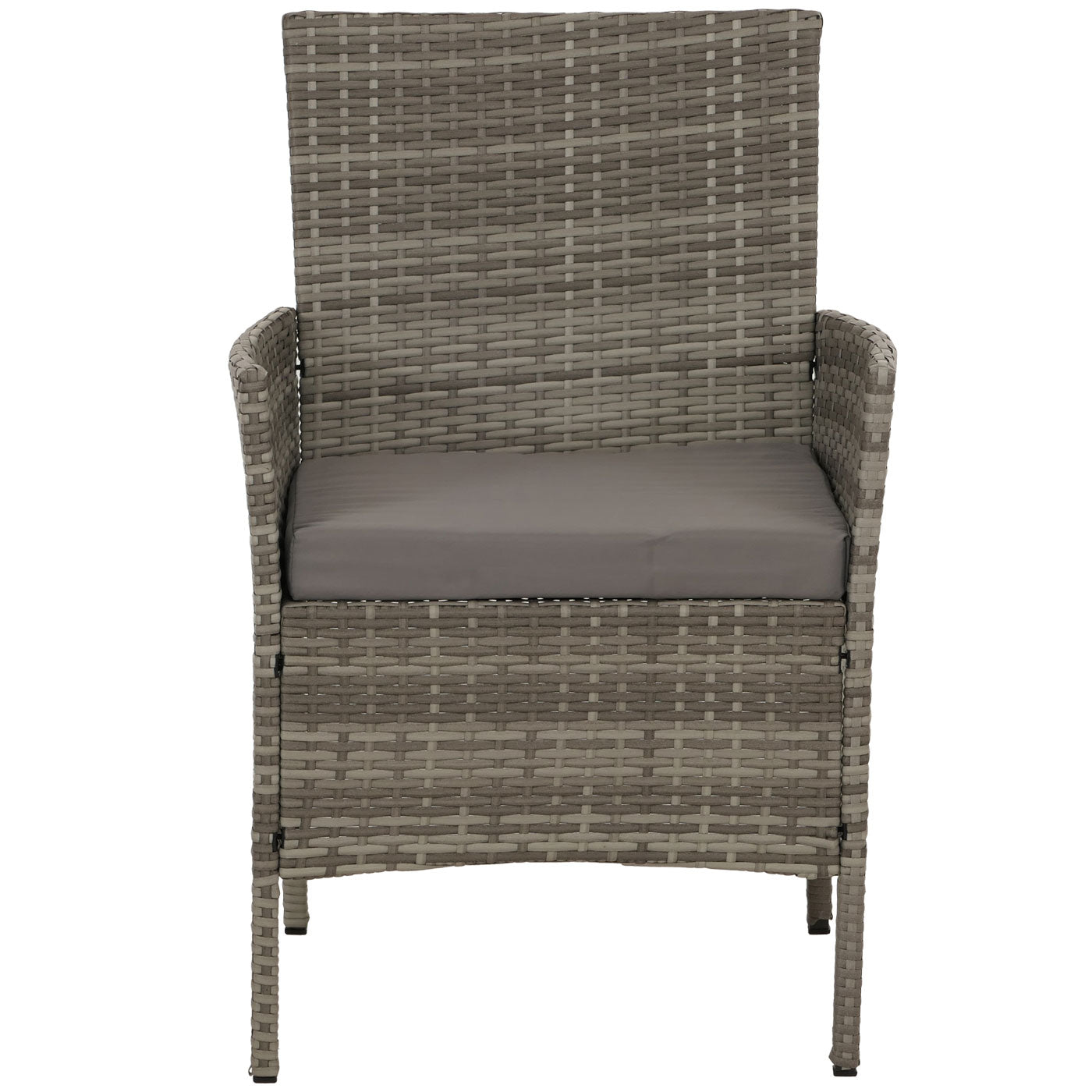 Cosmo Casa - Poly Rattan Tuinset - Metalen Frame met Glastextiel - Grijs - Lichtgrijze Kussens