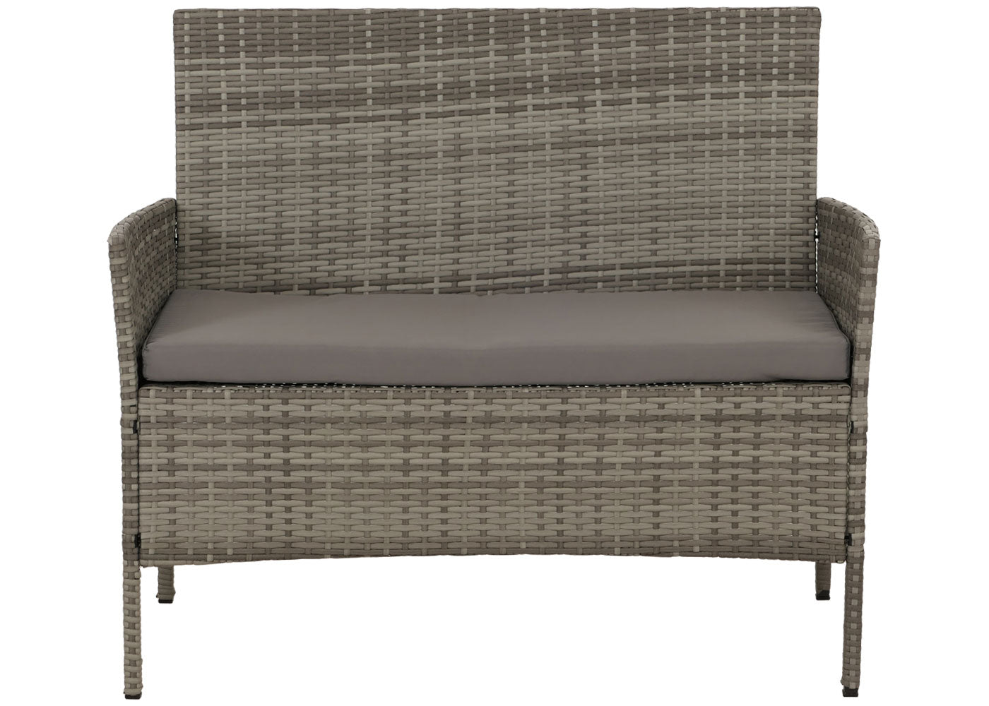 Cosmo Casa - Poly Rattan Tuinset - Metalen Frame met Glastextiel - Grijs - Lichtgrijze Kussens