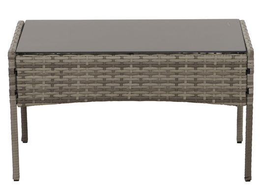 Cosmo Casa - Poly Rattan Tuinset - Metalen Frame met Glastextiel - Grijs - Lichtgrijze Kussens