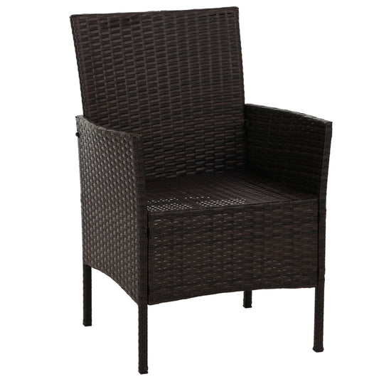 Cosmo Casa - Poly Rattan Tuinset - Metalen Frame met Glastextiel - Bruin - Crème Kussens