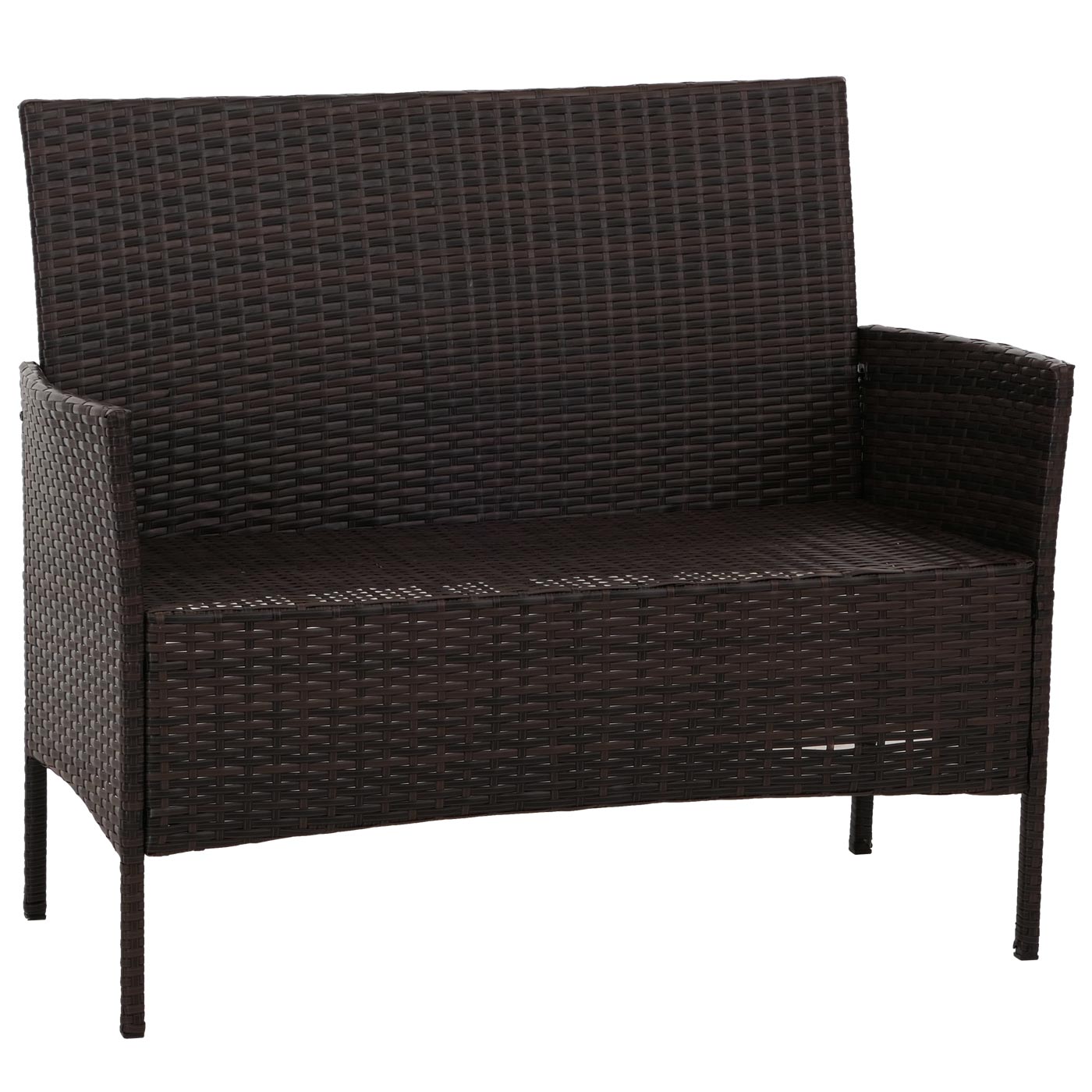 Cosmo Casa - Poly Rattan Tuinset - Metalen Frame met Glastextiel - Bruin - Crème Kussens