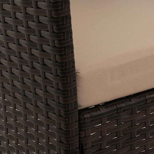 Cosmo Casa - Poly Rattan Tuinset - Metalen Frame met Glastextiel - Bruin - Crème Kussens