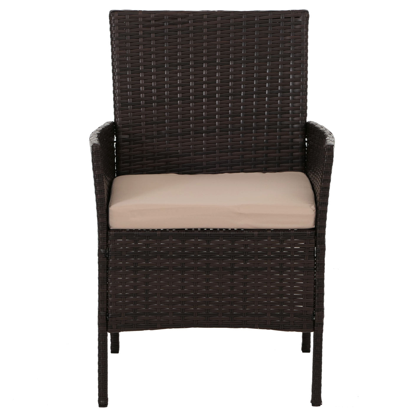 Cosmo Casa - Poly Rattan Tuinset - Metalen Frame met Glastextiel - Bruin - Crème Kussens