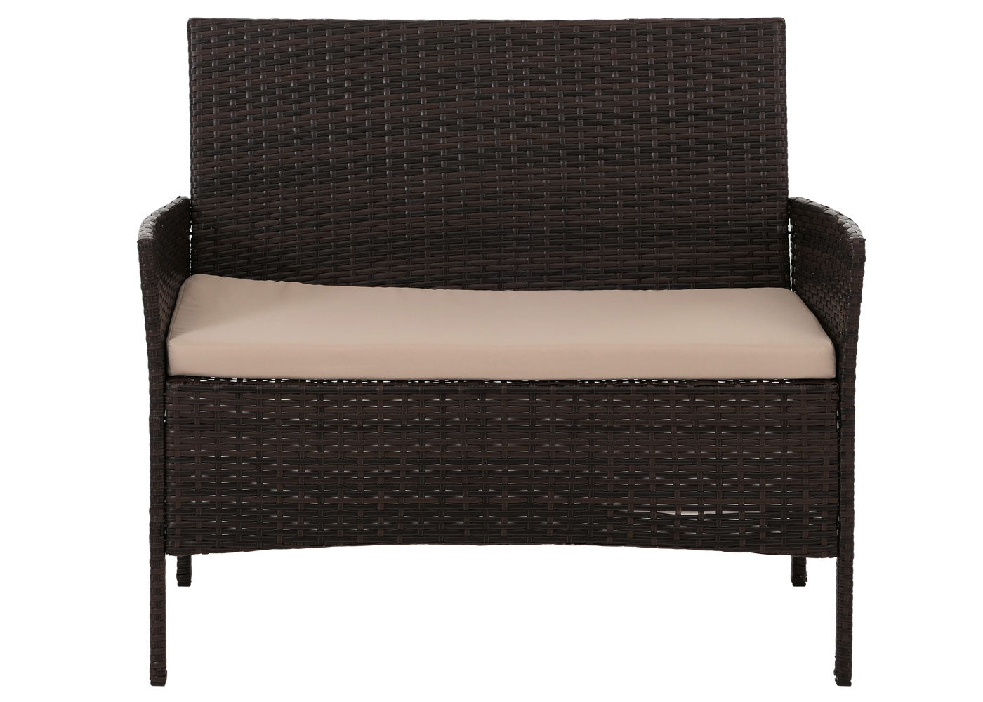 Cosmo Casa - Poly Rattan Tuinset - Metalen Frame met Glastextiel - Bruin - Crème Kussens