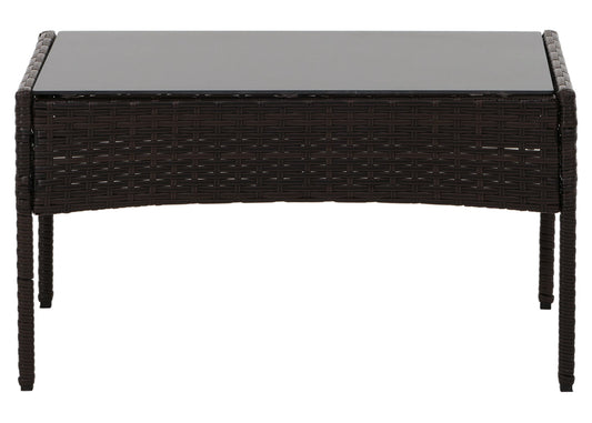 Cosmo Casa - Poly Rattan Tuinset - Metalen Frame met Glastextiel - Bruin - Crème Kussens