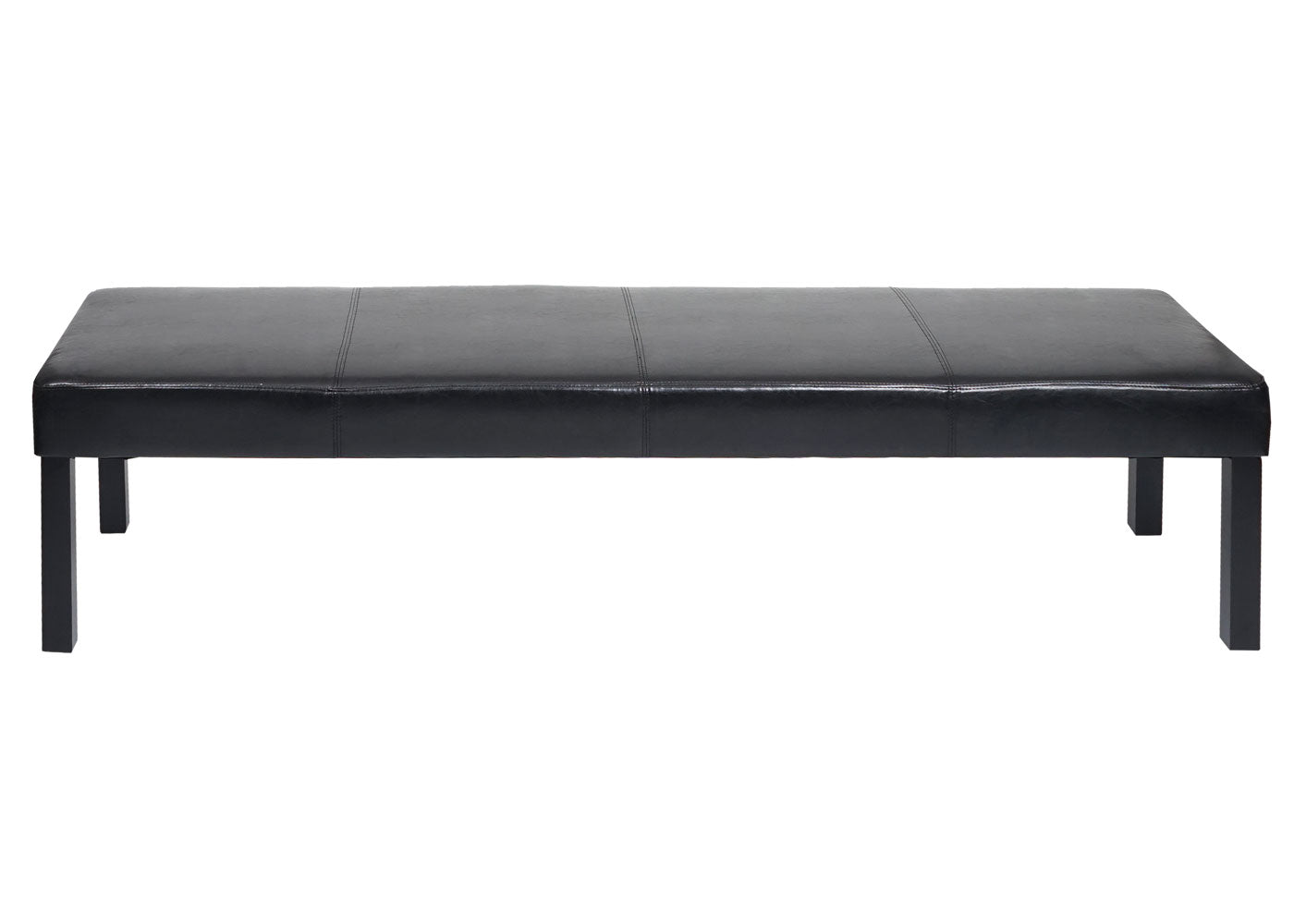 Cosmo Casa - Bank - Gestoffeerd - Kunstleer - Zwart - 180×43×49 cm