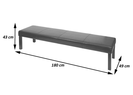 Cosmo Casa - Bank - Gestoffeerd - Kunstleer - Zwart - 180×43×49 cm