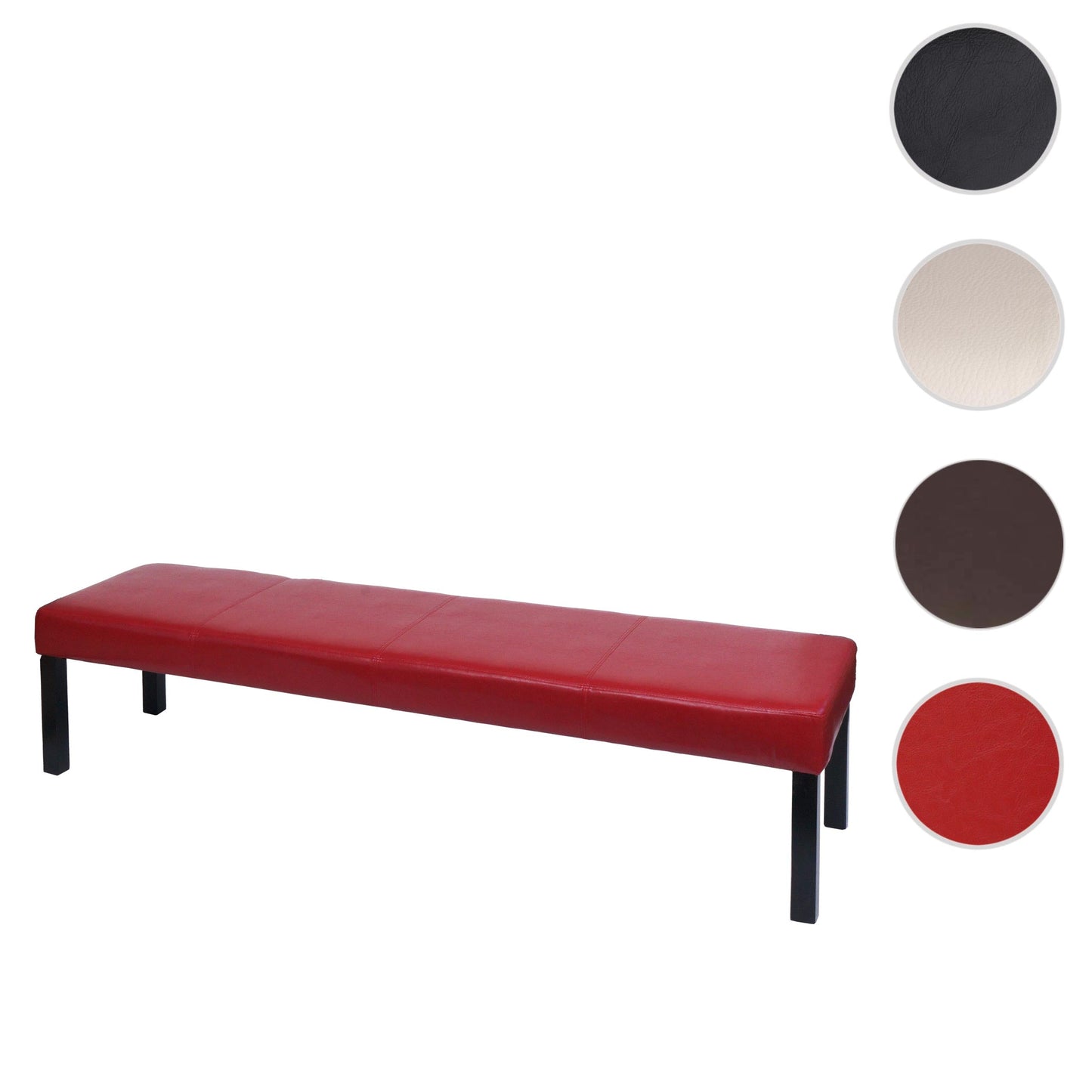 Cosmo Casa - Beklede Bank - Donkere Poten - Kunstleer - Glanzend Rood - 180x43x49cm
