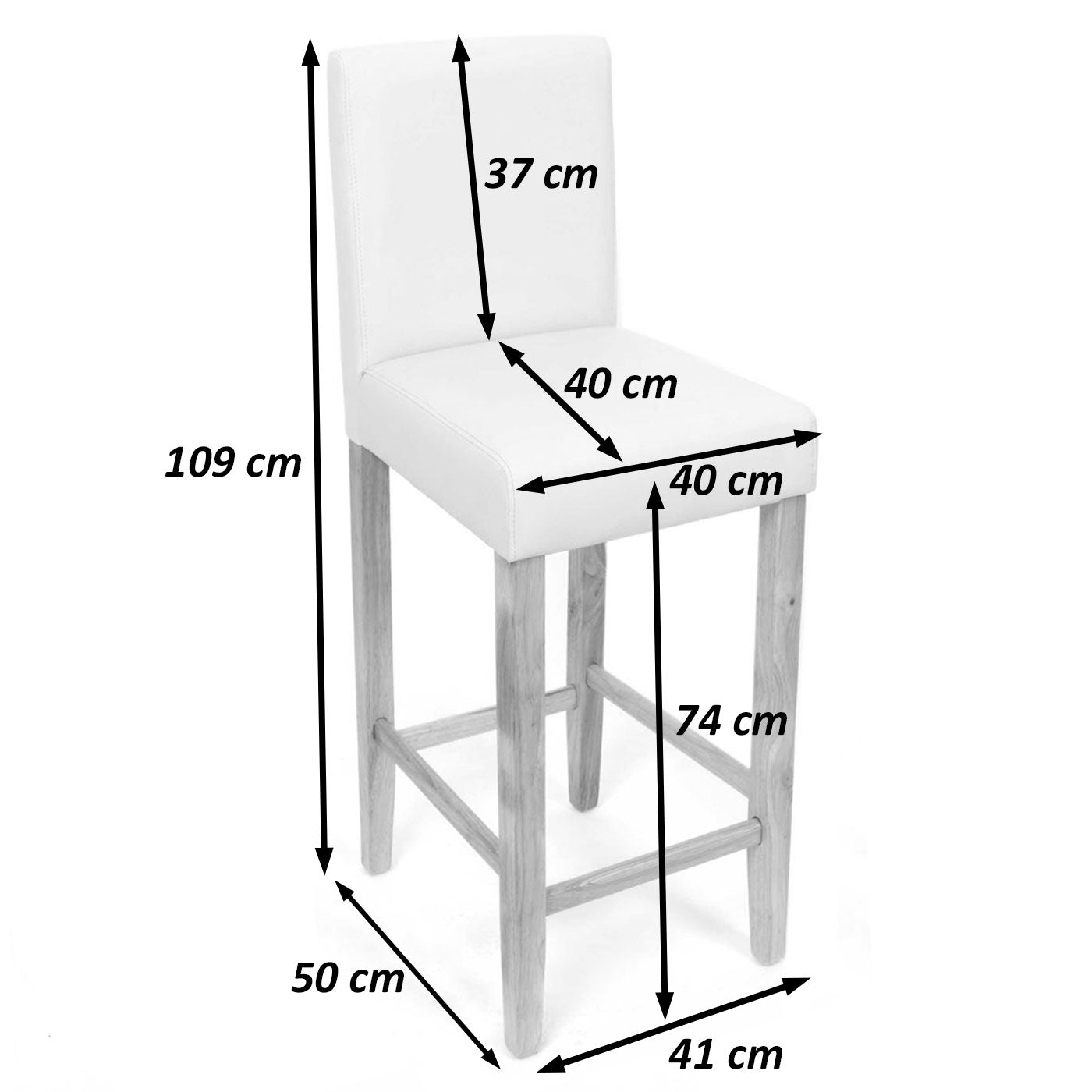 Cosmo Casa - Barkrukken set van 2 - Met rugleuning - Imitatieleer - Zwart