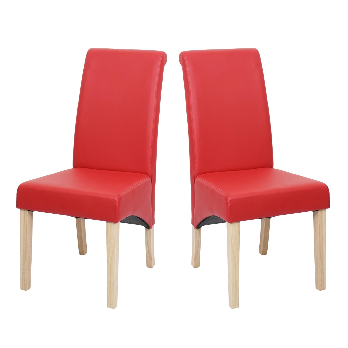 Cosmo Casa - Set van 2 Eetkamerstoelen - Lichte poten - Kunstleer - Rood